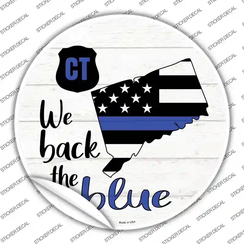 C-1236s-S Connecticut Back the Blue Novelty Circle Sticker Decal - Small