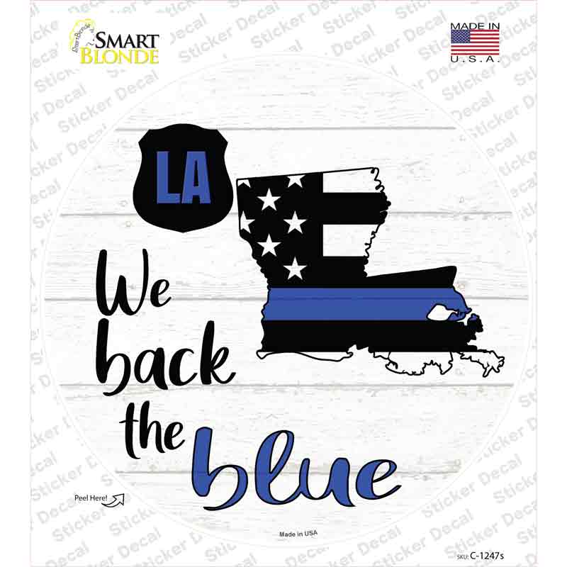 C-1247s-M Louisiana Back the Blue Novelty Circle Sticker Decal - Medium