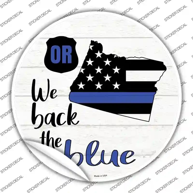 C-1266s-S Oregon Back the Blue Novelty Circle Sticker Decal - Small