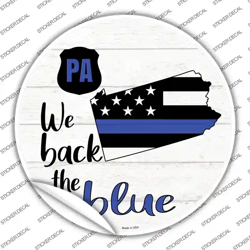 C-1267s-L Pennsylvania Back the Blue Novelty Circle Sticker Decal - Large
