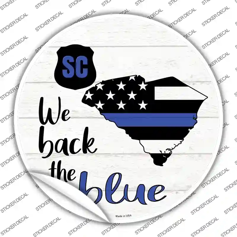 C-1269s-L South Carolina Back the Blue Novelty Circle Sticker Decal - Large