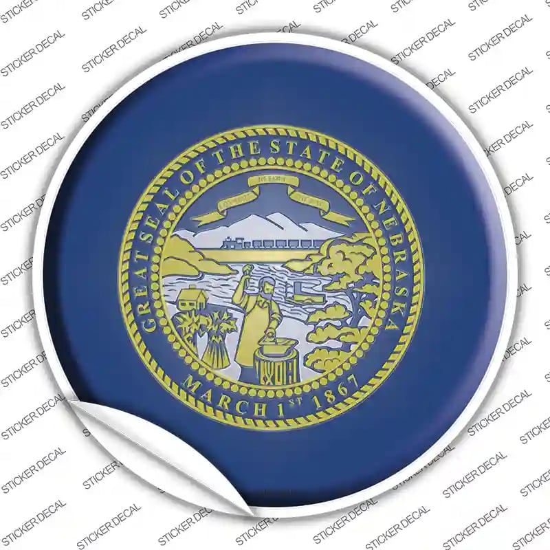 C-126s-L Nebraska State Flag Novelty Circle Sticker Decal - Large