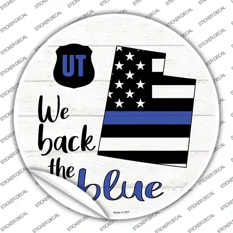 C-1273s-XL Utah Back the Blue Novelty Circle Sticker Decal - Extra Large