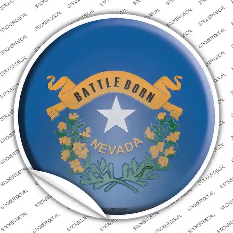 C-127s-L Nevada State Flag Novelty Circle Sticker Decal - Large