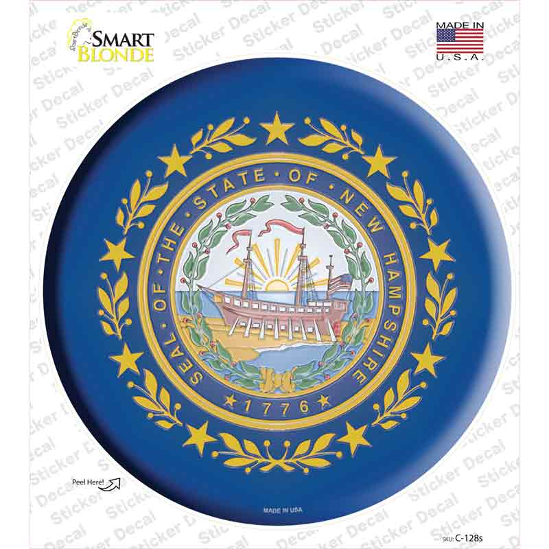 C-128s-M   Hampshire State Flag Novelty Circle Sticker Decal - Medium