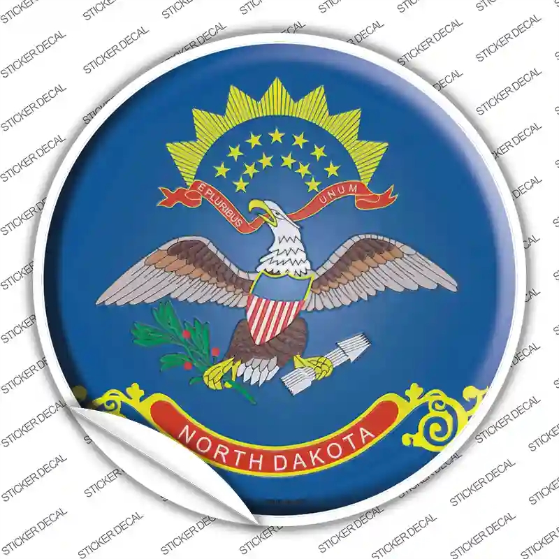 C-133s-S North Dakota State Flag Novelty Circle Sticker Decal - Small