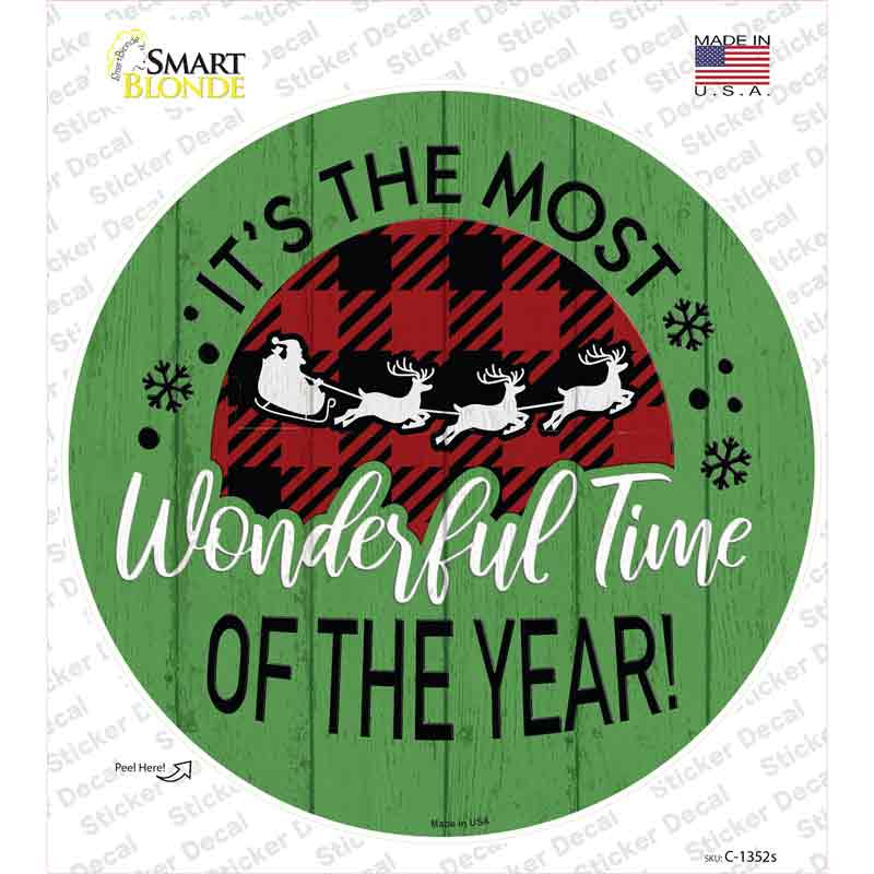 C-1352s-M Most Wonderful Time Novelty Circle Sticker Decal - Medium