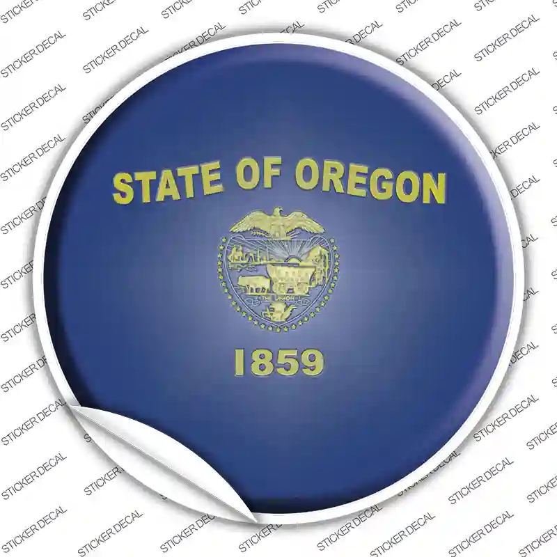 C-136s-S Oregon State Flag Novelty Circle Sticker Decal - Small