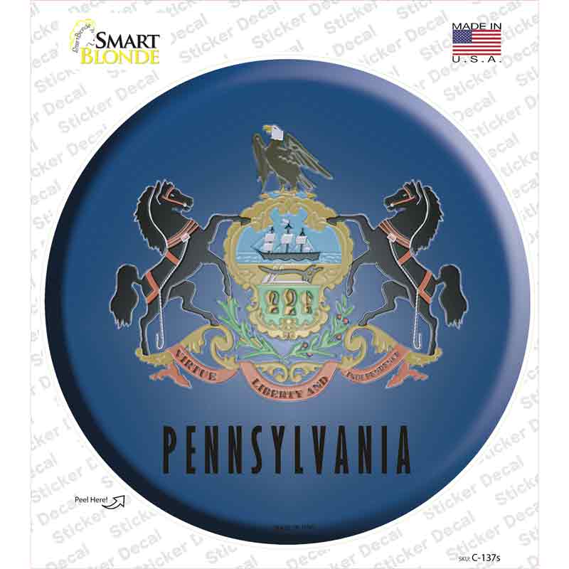 C-137s-M Pennsylvania Flag Novelty Circle Sticker Decal - Medium