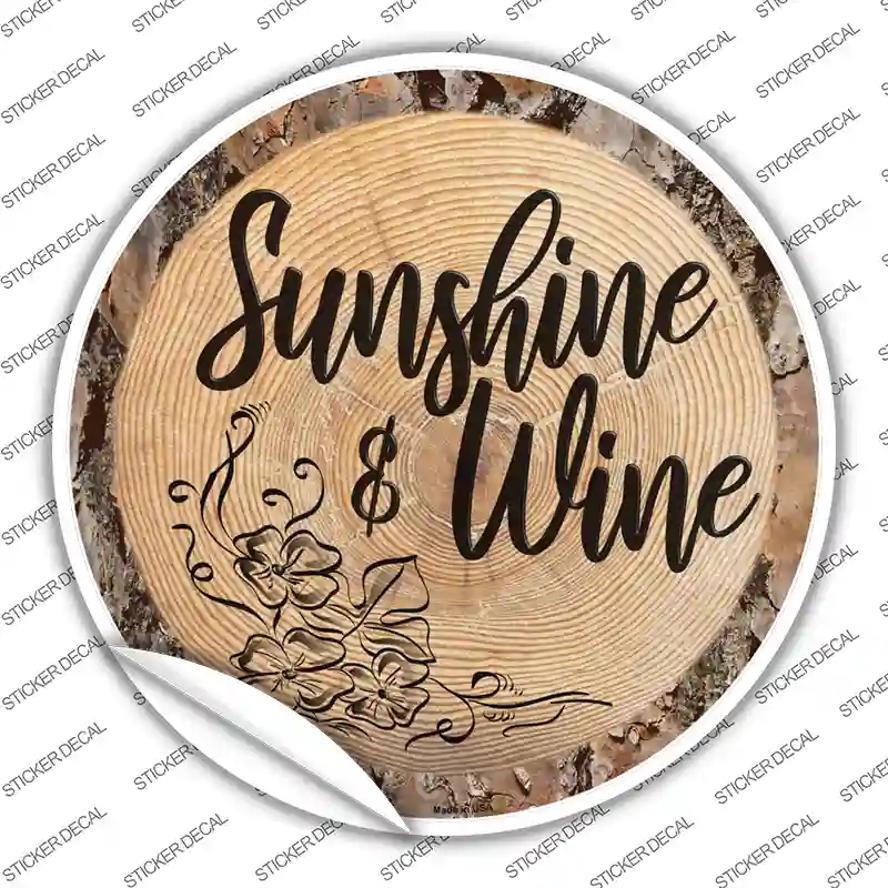 C-1380s-XL Sunshine & Wine Novelty Circle Sticker Decal - Extra Large