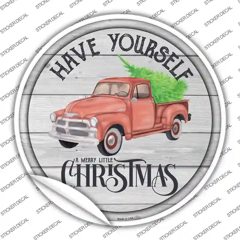 C-1590s-XL Merry Little Christmas Novelty Circle Sticker Decal - Extra Large