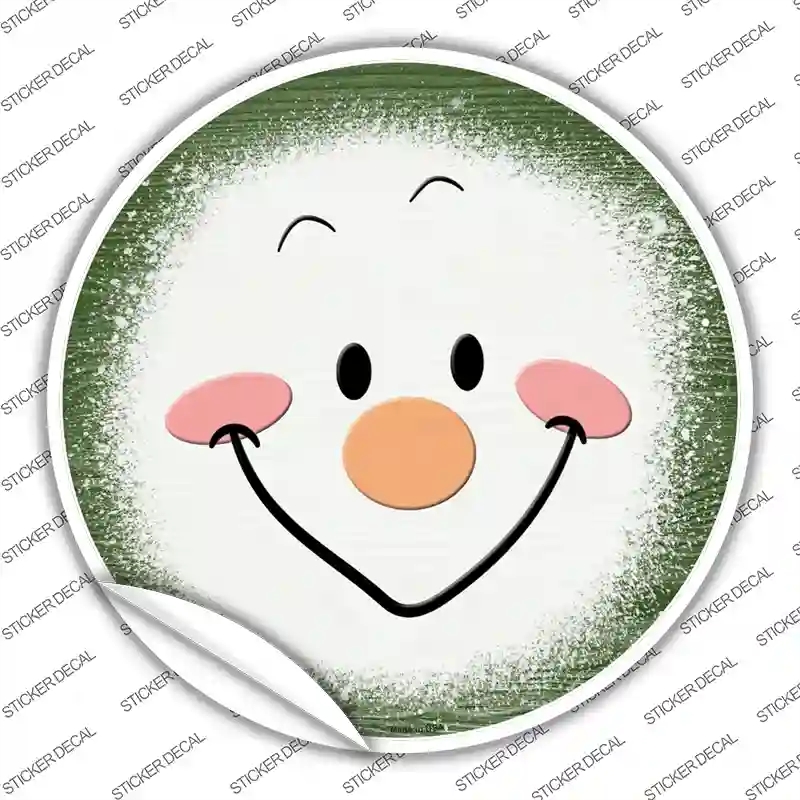 C-1631s-XL Dark Green Snowman Face Novelty Circle Sticker Decal - Extra Large