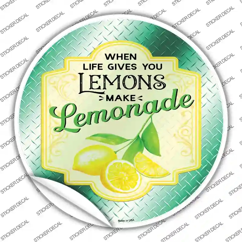 C-1646s-S Make Lemonade Aqua Novelty Circle Sticker Decal - Small