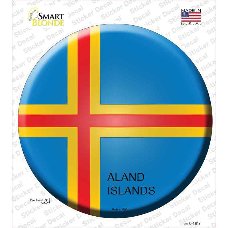 C-181s-M Aland Islands Country Novelty Circle Sticker Decal - Medium