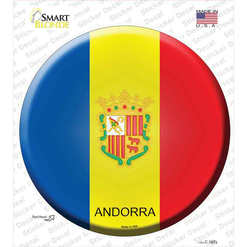 C-187s-M Andorra Country Novelty Circle Sticker Decal - Medium
