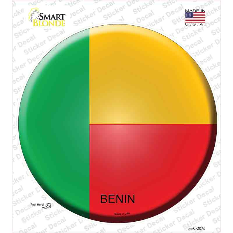 C-207s-M Benin Country Novelty Circle Sticker Decal - Medium