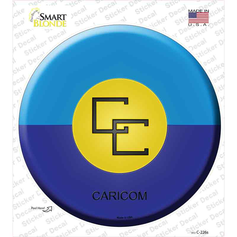 C-226s-M Caricom Country Novelty Circle Sticker Decal - Medium