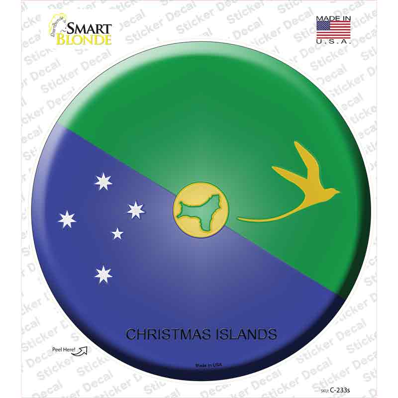 C-233s-M Christmas Islands Country Novelty Circle Sticker Decal - Medium