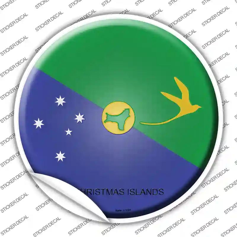 C-233s-S Christmas Islands Country Novelty Circle Sticker Decal - Small
