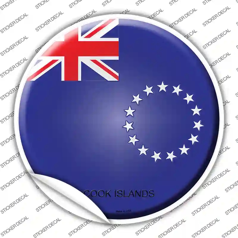 C-241s-S Cook Islands Country Novelty Circle Sticker Decal - Small