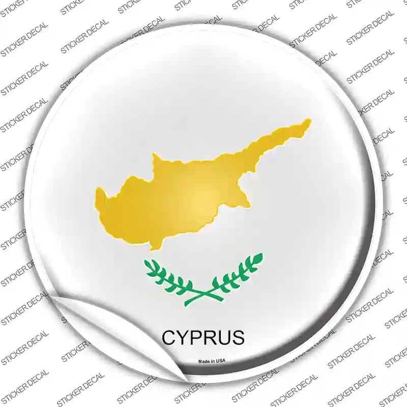 C-248s-XL Cyprus Country Novelty Circle Sticker Decal - Extra Large