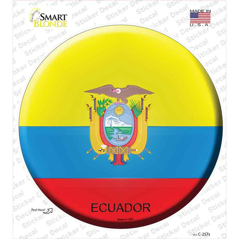 C-257s-M Ecuador Country Novelty Circle Sticker Decal - Medium