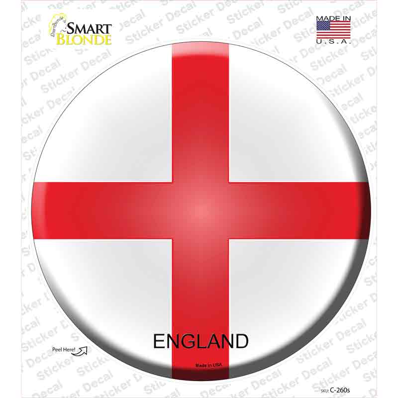 C-260s-M England Country Novelty Circle Sticker Decal - Medium