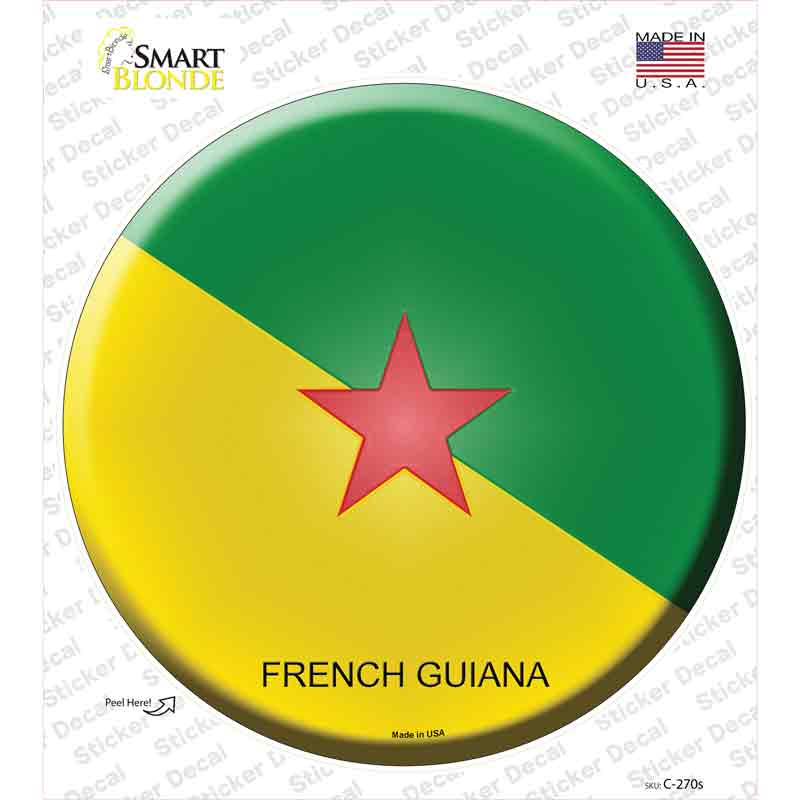C-270s-M French Guiana Country Novelty Circle Sticker Decal - Medium