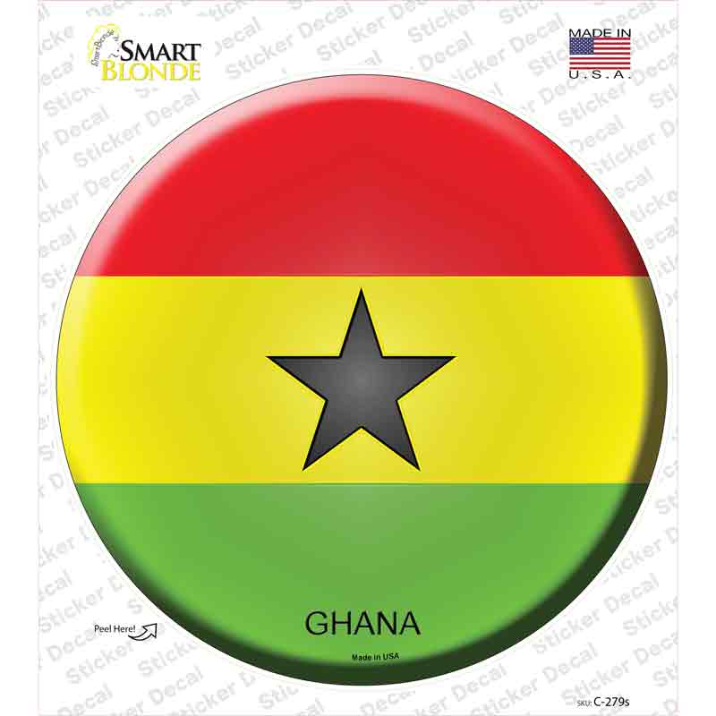 C-279s-M Ghana Country Novelty Circle Sticker Decal - Medium