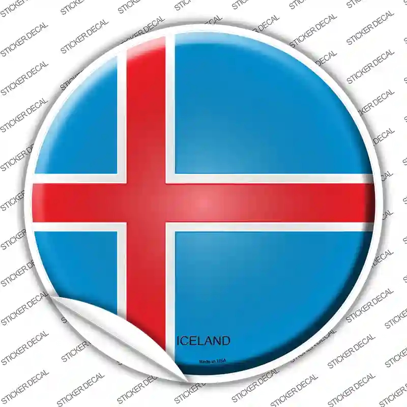 C-296s-S Iceland Country Novelty Circle Sticker Decal - Small
