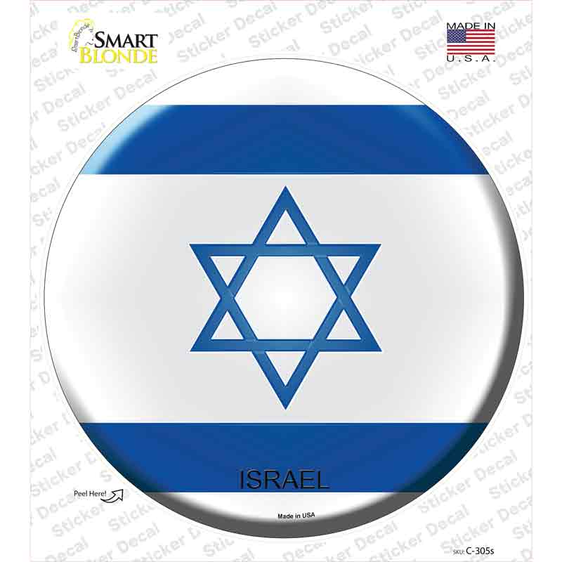 C-305s-M Israel Country Novelty Circle Sticker Decal - Medium