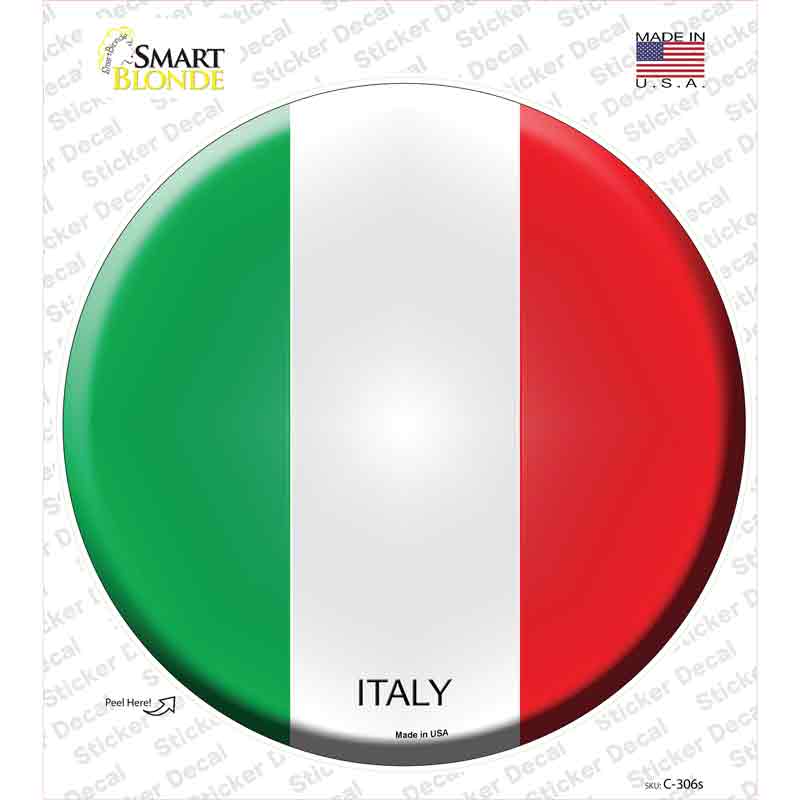 C-306s-M Italy Country Novelty Circle Sticker Decal - Medium