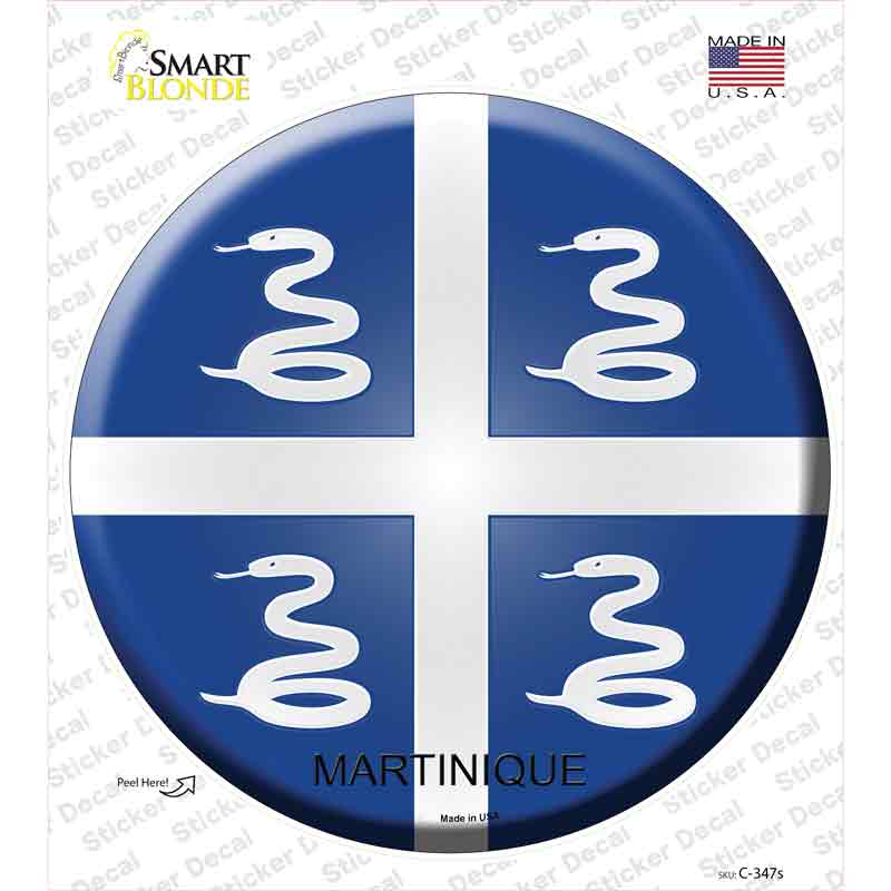 C-347s-M Martinique Country Novelty Circle Sticker Decal - Medium