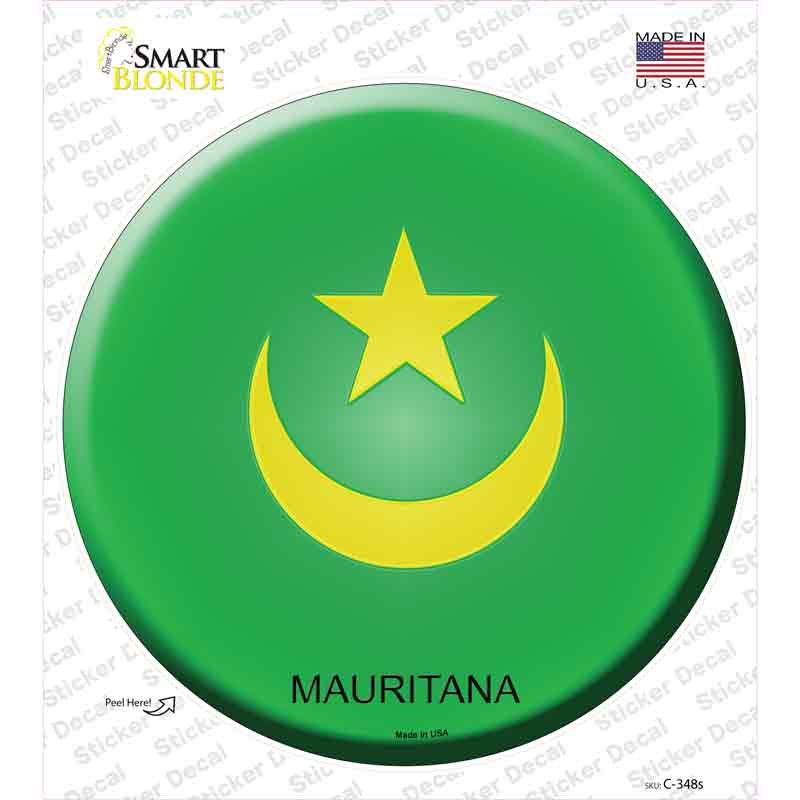 C-348s-M Mauritana Country Novelty Circle Sticker Decal - Medium