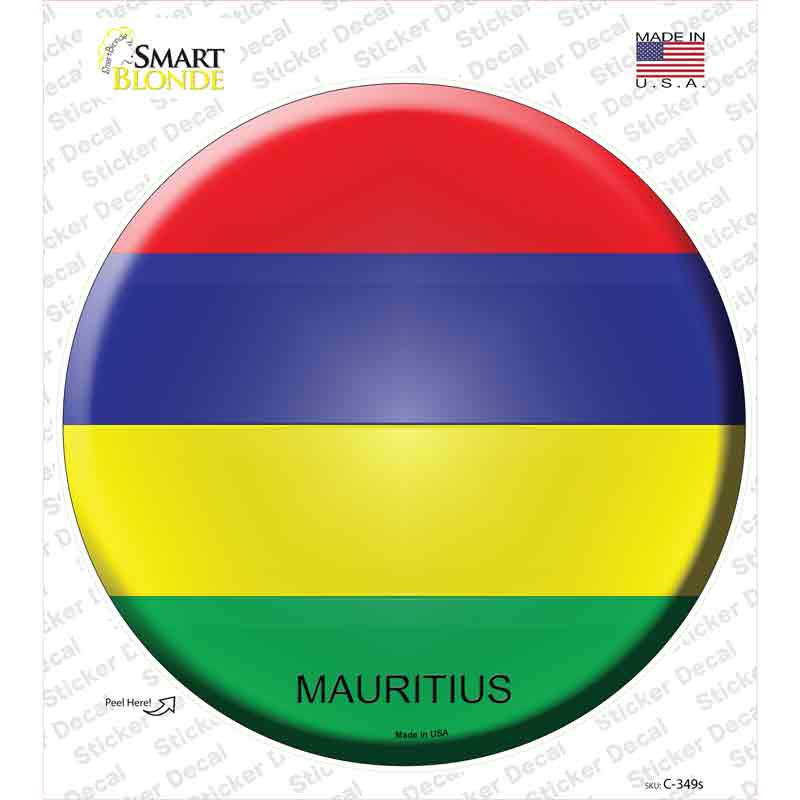 C-349s-M Mauritius Country Novelty Circle Sticker Decal - Medium