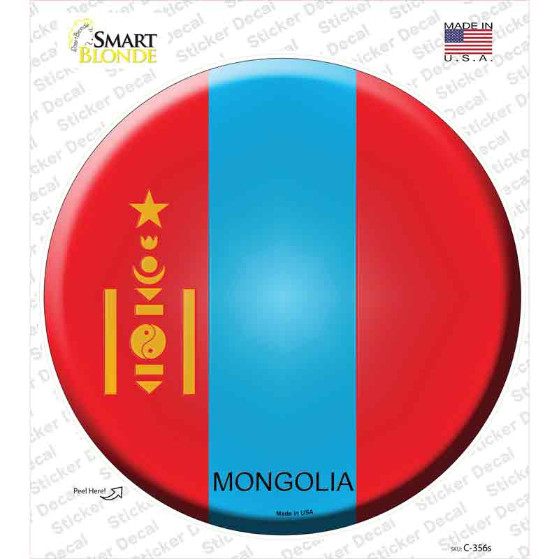 C-356s-M Mongolia Country Novelty Circle Sticker Decal - Medium