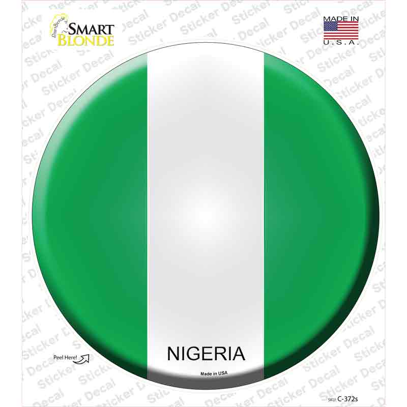 C-372s-M Nigeria Country Novelty Circle Sticker Decal - Medium