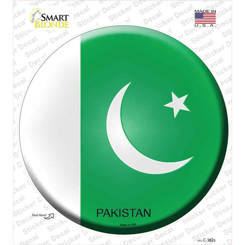 C-382s-M Pakistan Country Novelty Circle Sticker Decal - Medium