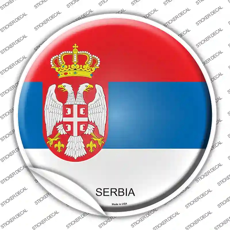 C-408s-S Serbia Country Novelty Circle Sticker Decal - Small