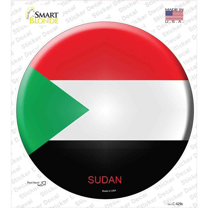 C-429s-M Sudan Country Novelty Circle Sticker Decal - Medium