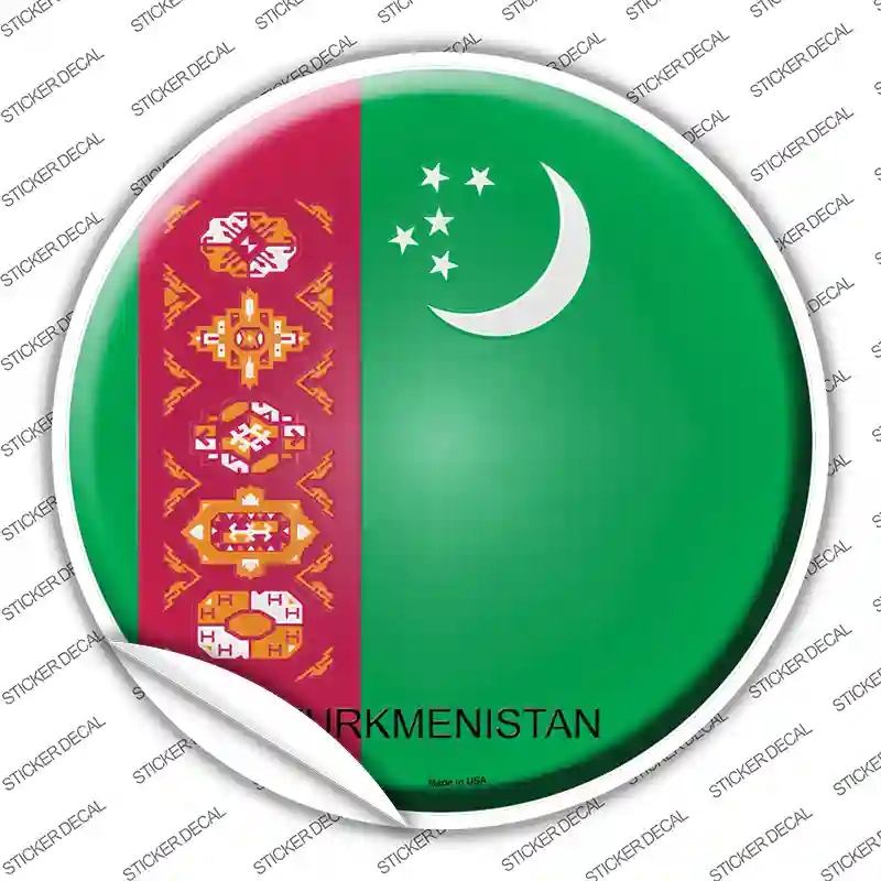 C-453s-S Turkmenistan Country Novelty Circle Sticker Decal - Small
