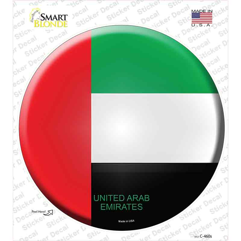 C-460s-M UN Arab Emirates Novelty Circle Sticker Decal - Medium