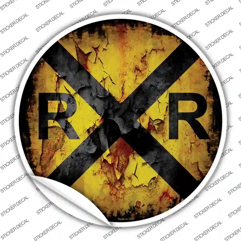 C-513s-XL Vintage Railroad Crossing Novelty Circle Sticker Decal - Extra Large