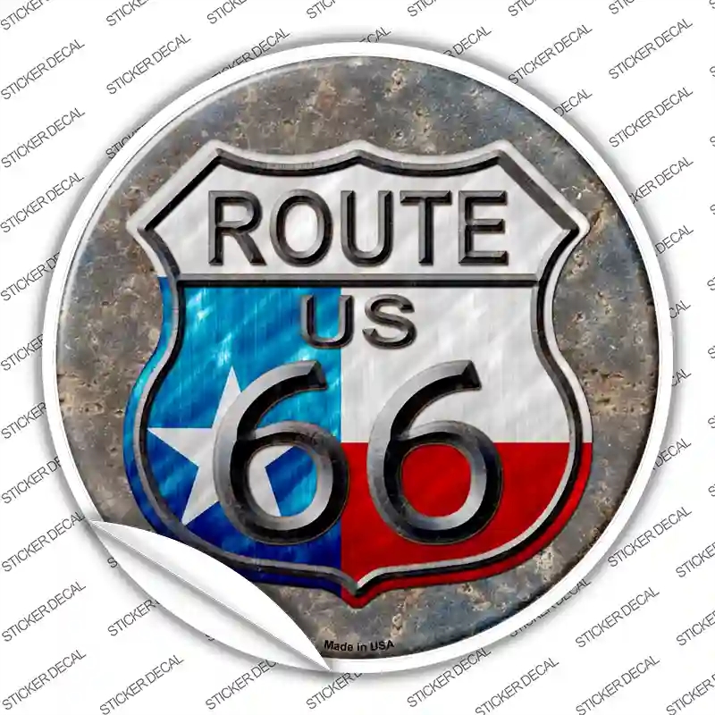 C-524s-S Texas Route 66 Novelty Circle Sticker Decal - Small
