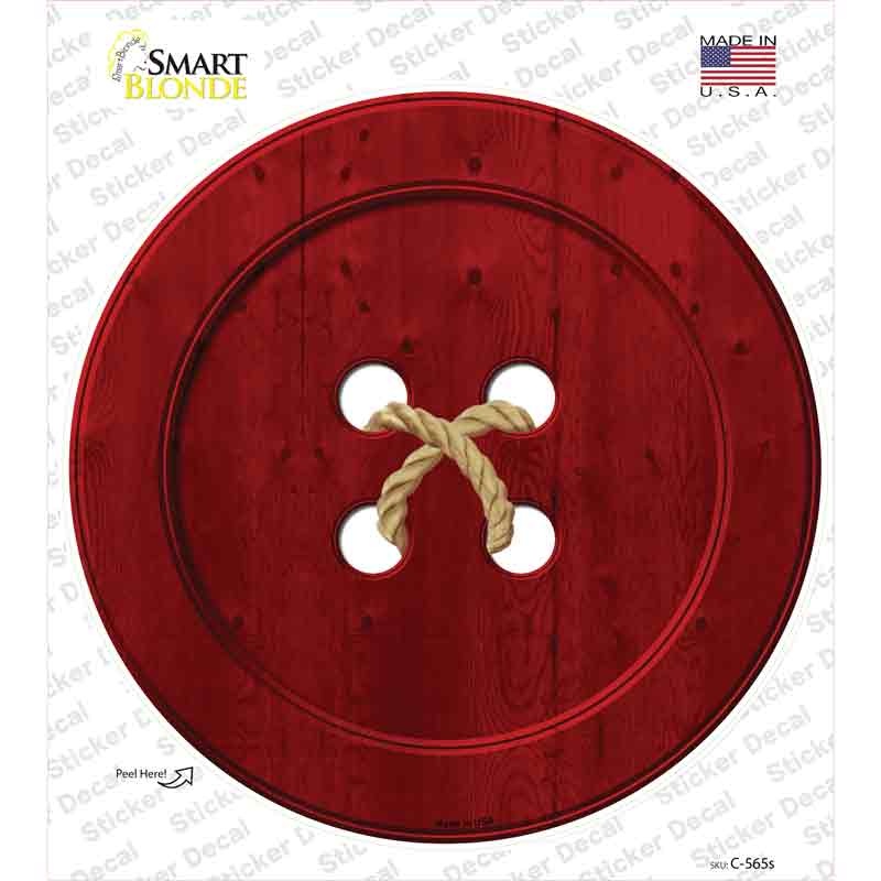 C-565s-M Red Button Novelty Circle Sticker Decal - Medium