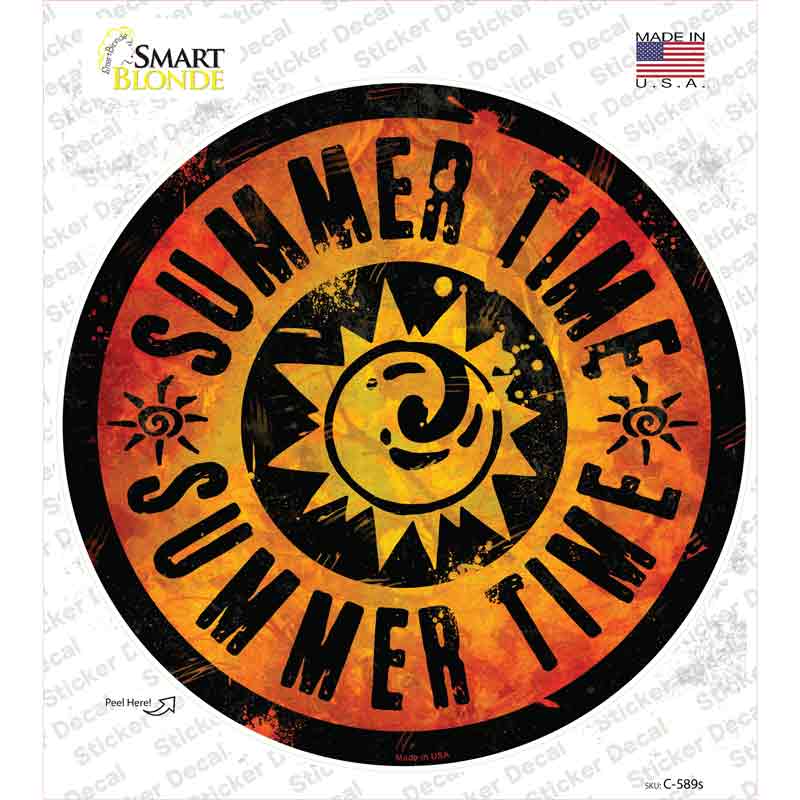 C-589s-M Summer Time Novelty Circle Sticker Decal - Medium