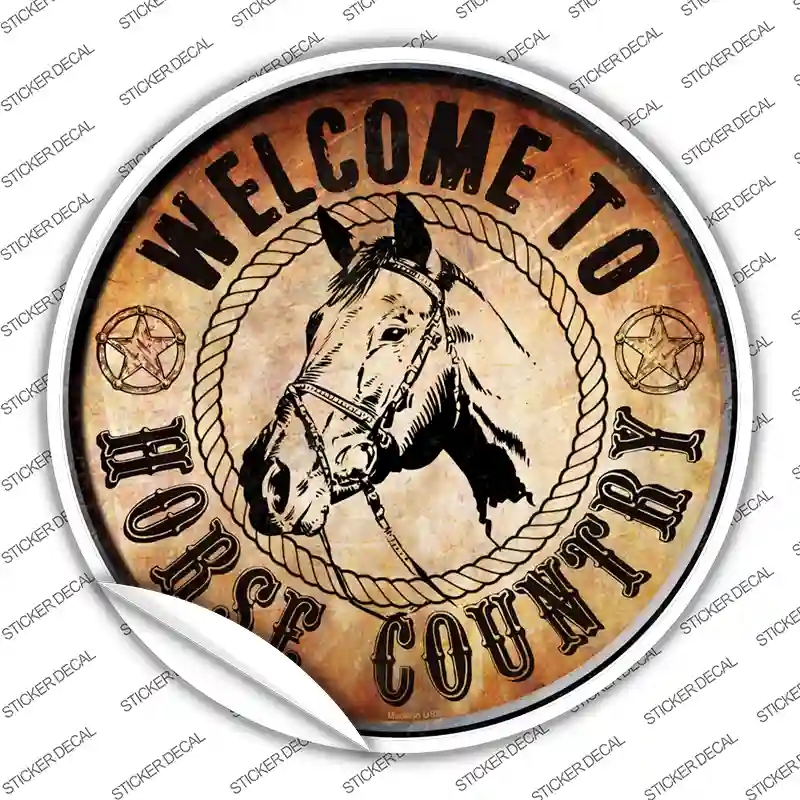 C-596s-L Horse Country Novelty Circle Sticker Decal - Large