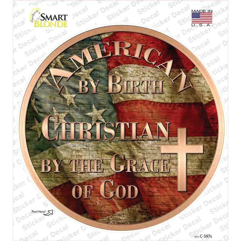 C-597s-M American Christian Novelty Circle Sticker Decal - Medium