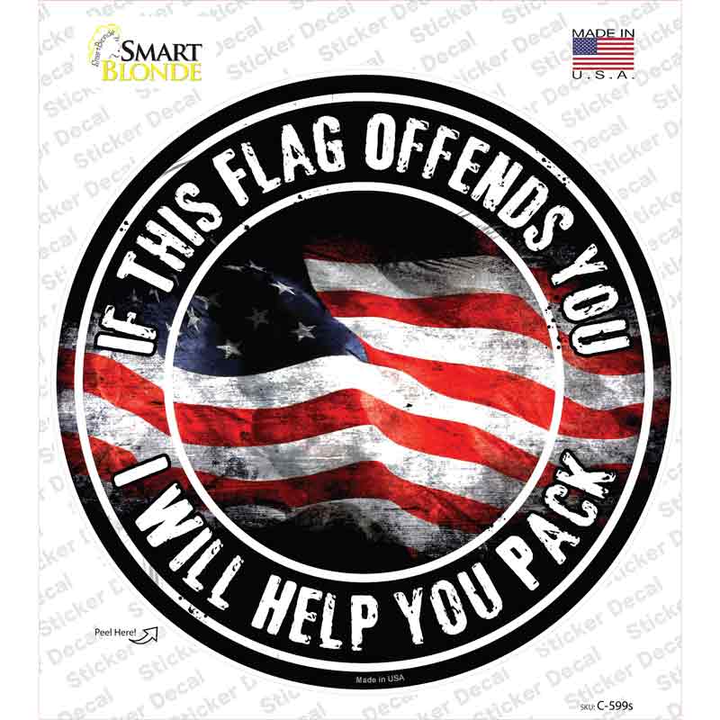 C-599s-M This Flag Offends You Novelty Circle Sticker Decal - Medium