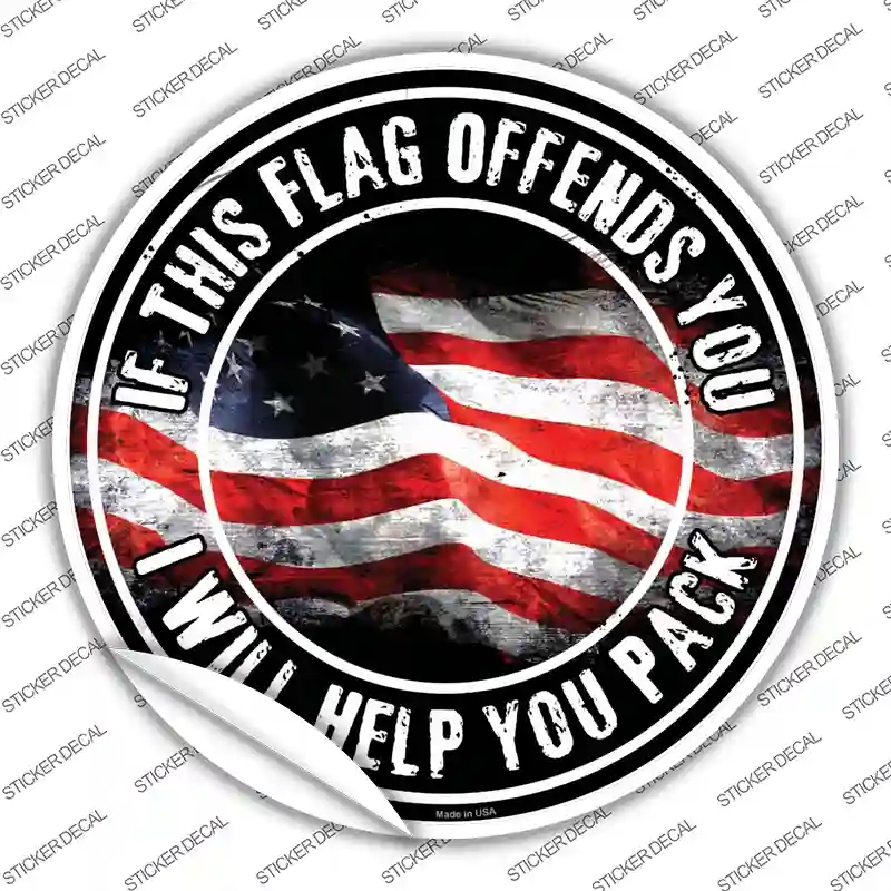 C-599s-S This Flag Offends You Novelty Circle Sticker Decal - Small